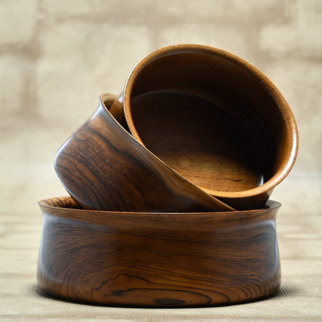 Teak Wood Serving Bowl Set (Pack of 3)