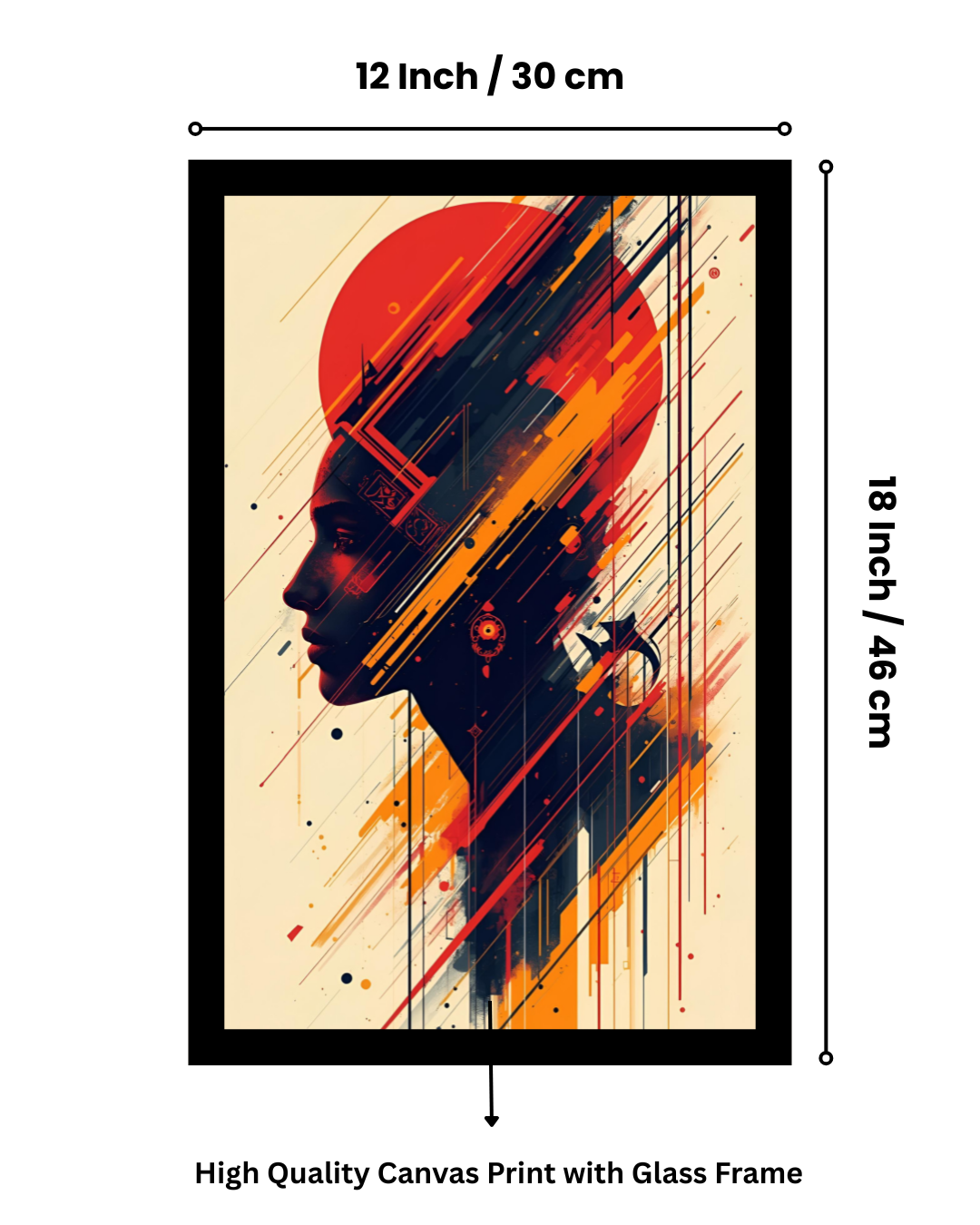 Minimal Abstract Profile Canvas Wall Art – Modern Red Sun Design for Living Room