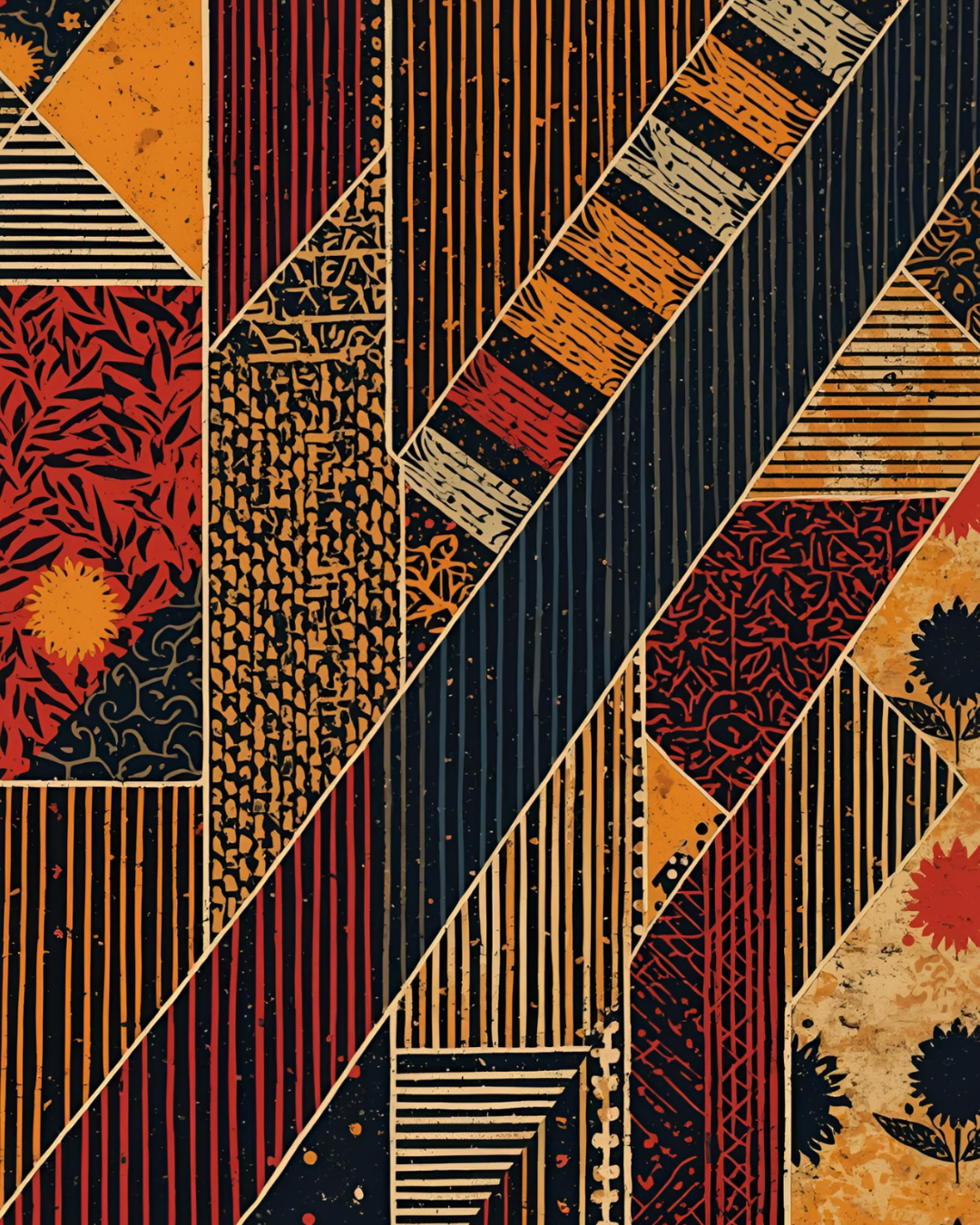 Contemporary Abstract Canvas Wall Frame for Living Room – Textured Red & Gold Art Print