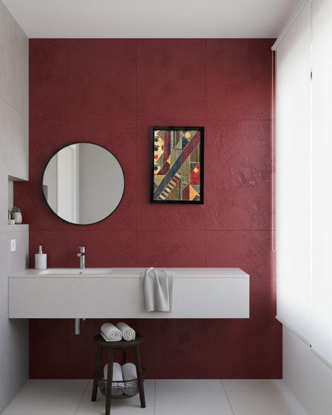 Contemporary Abstract Canvas Wall Frame for Living Room – Textured Red & Gold Art Print