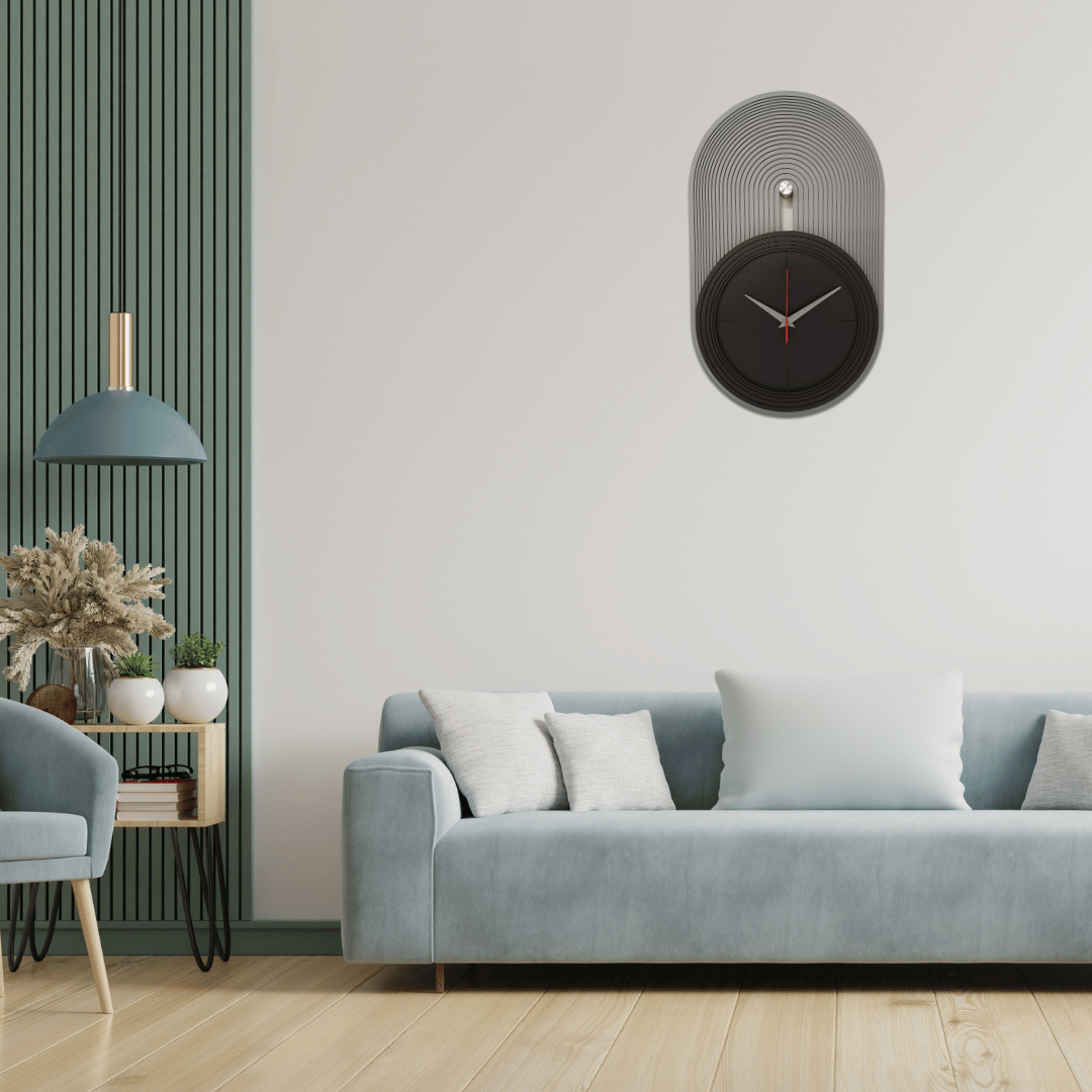 Modern Meridian Black & Grey Wall Clock