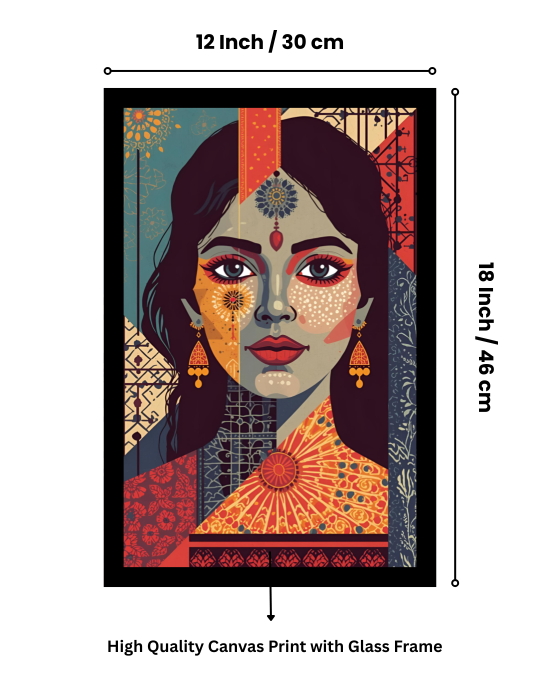 Cultural Abstract Portrait Canvas Wall Frame – Vibrant Indian Art Print for Home Decor