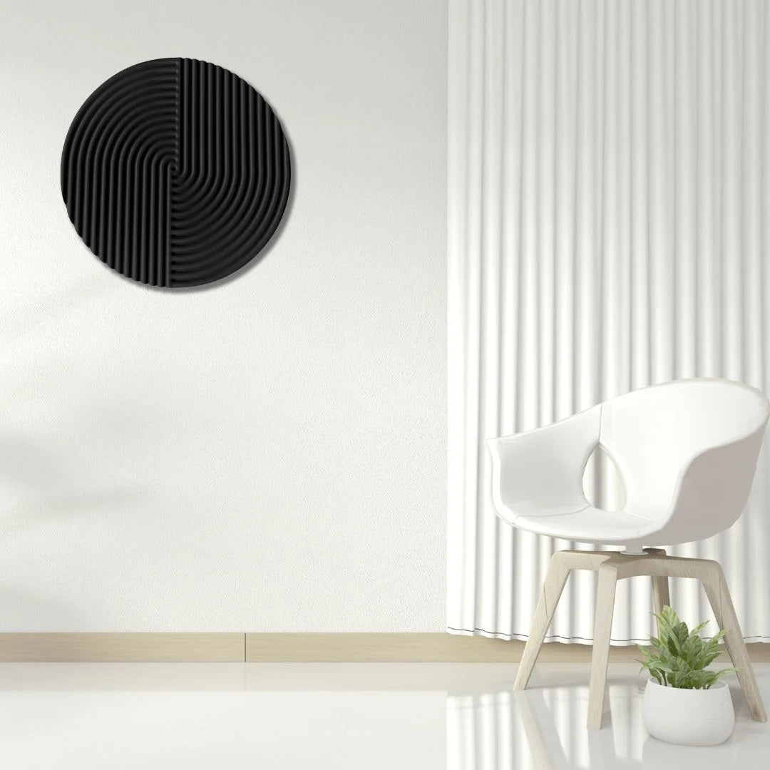 Black Round Abstract Wall Art