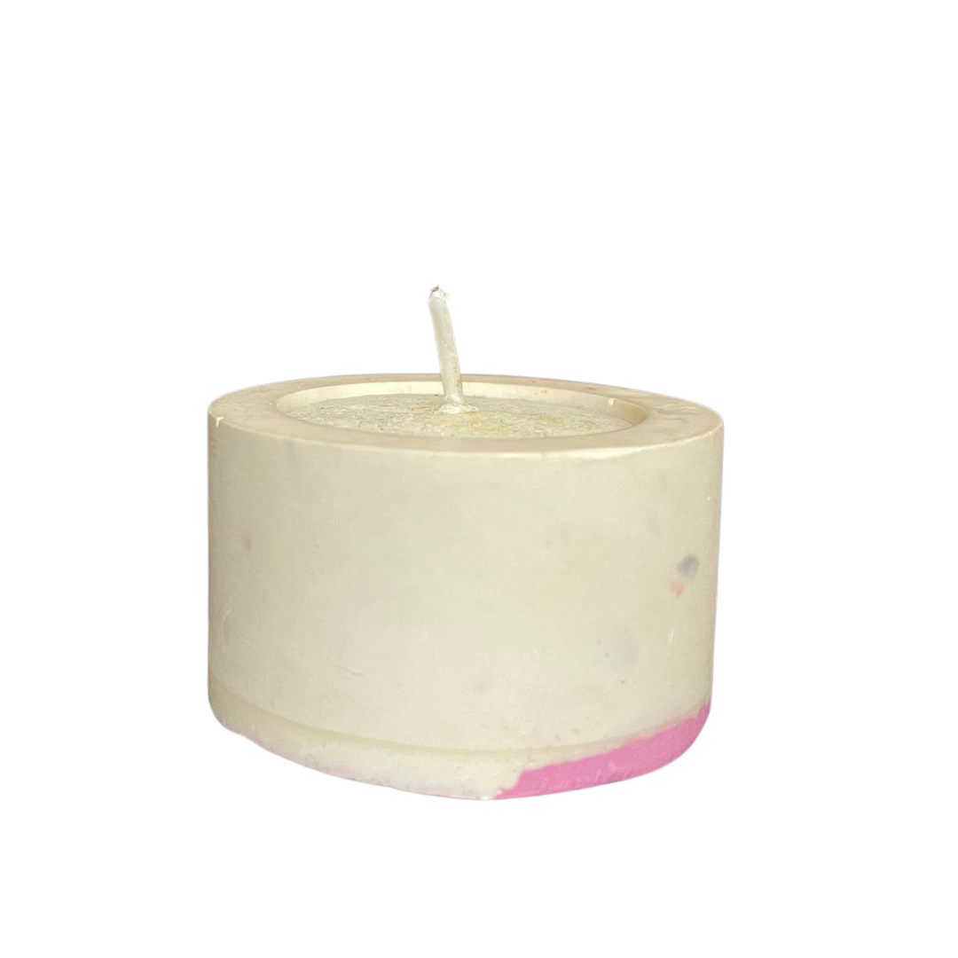 white concrete candle for home decor