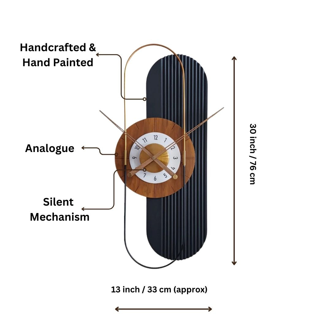 black abstract wall clock for home