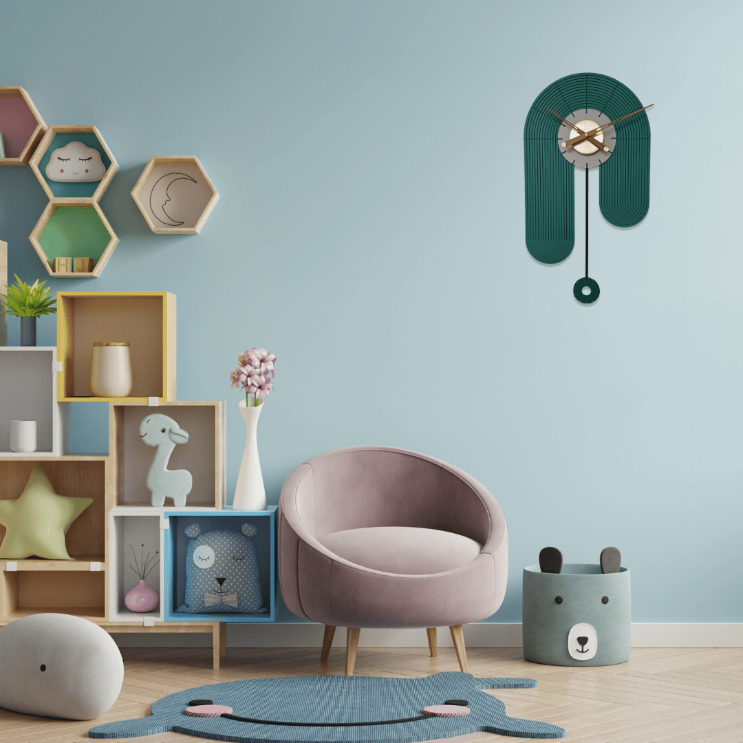 green arch pendulum wall clock