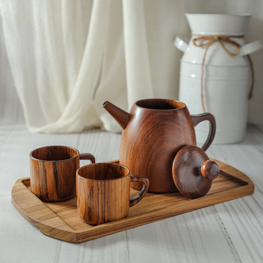 large teak wood kettle