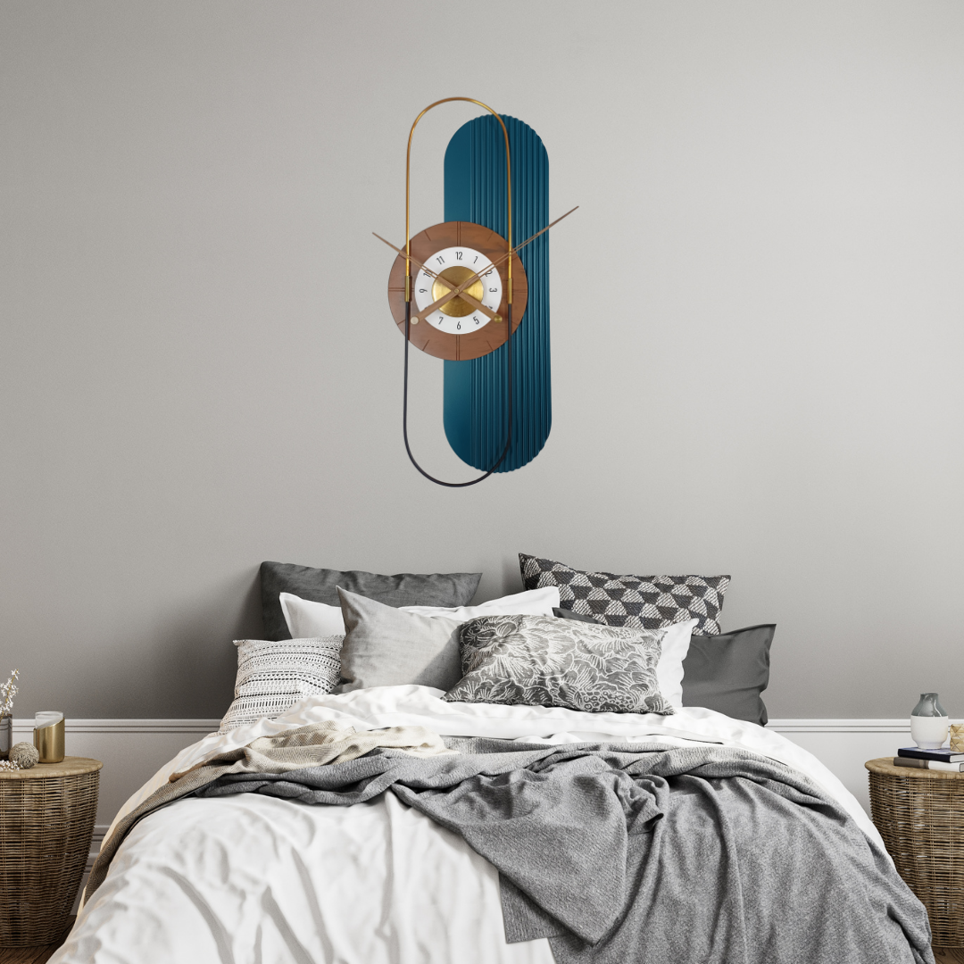 ocean blue abstract wall clock