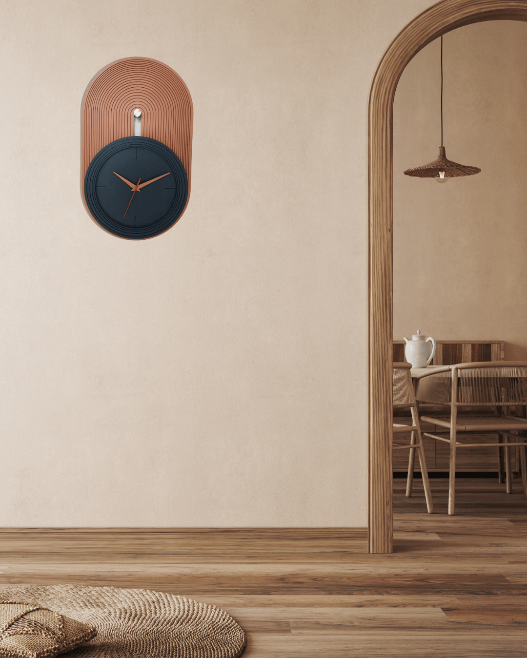 orange black abstract wall clock