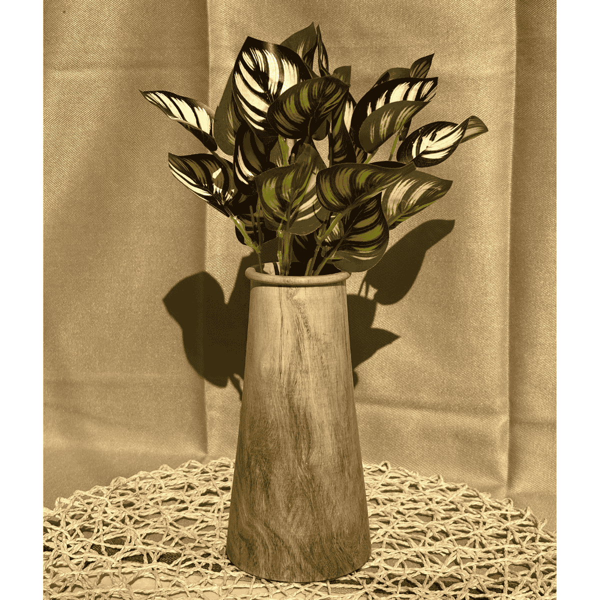 small wooden flower vase