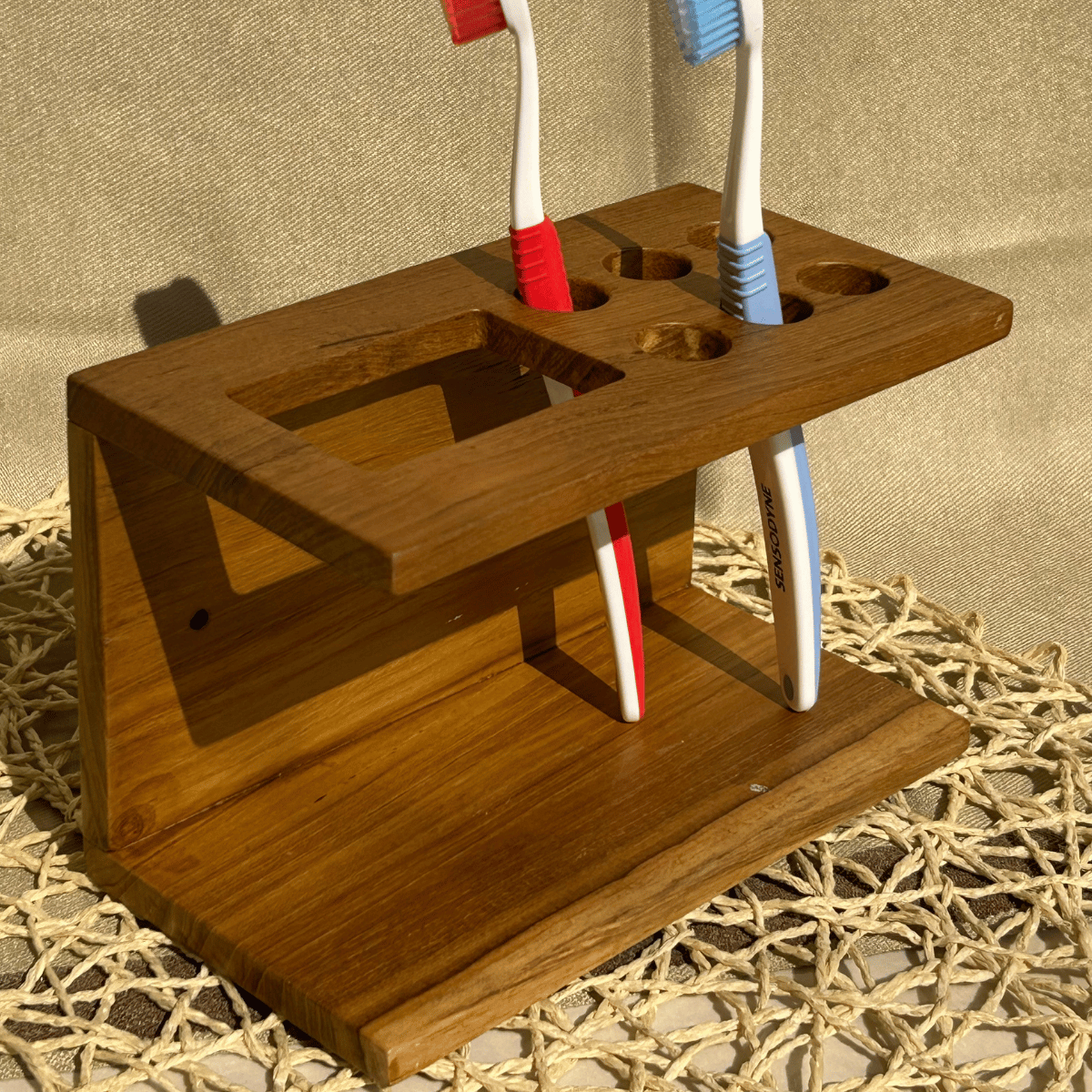 teak wood bathroom caddy