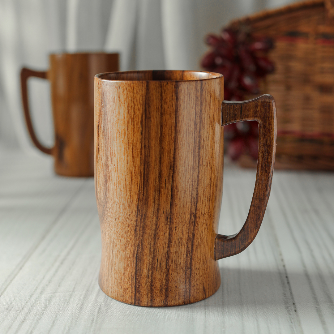 teak wood beer glass