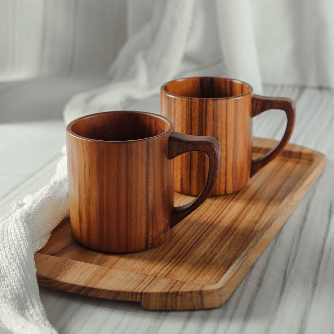 teak wood coffee mugs