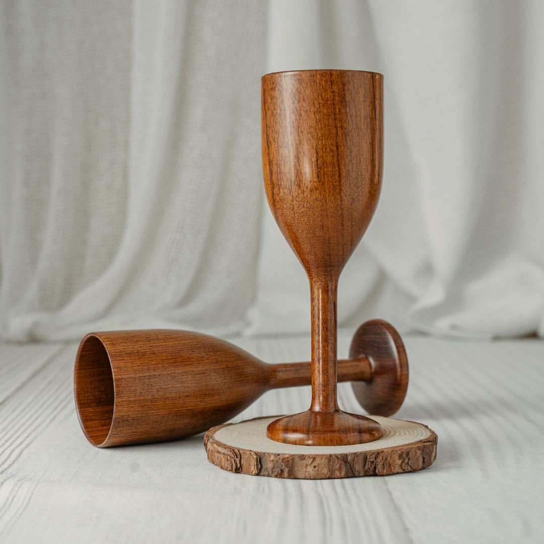 teak wood small wine glass