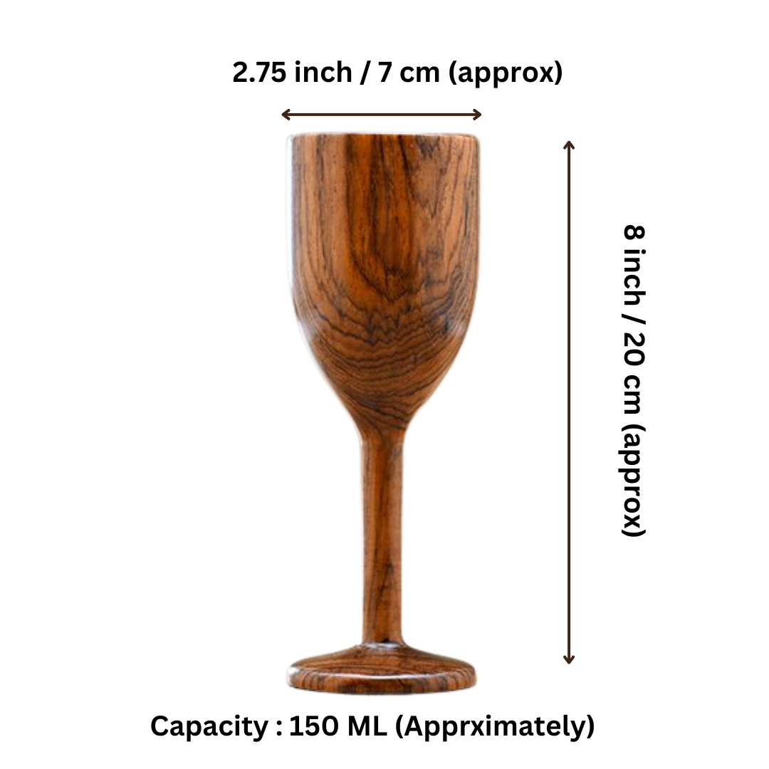 teak wood wine glass large