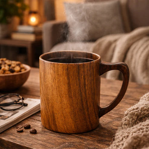 Teak Wood Coffee Mug (Set of 2)