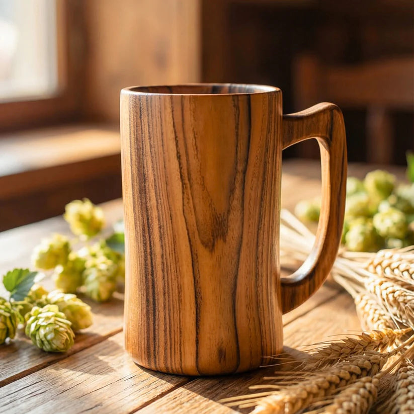 Teak Wood Beer Glass (700ML) | Lightweight