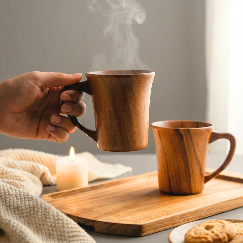 Teak Wood Coffee Mug Pack of 2