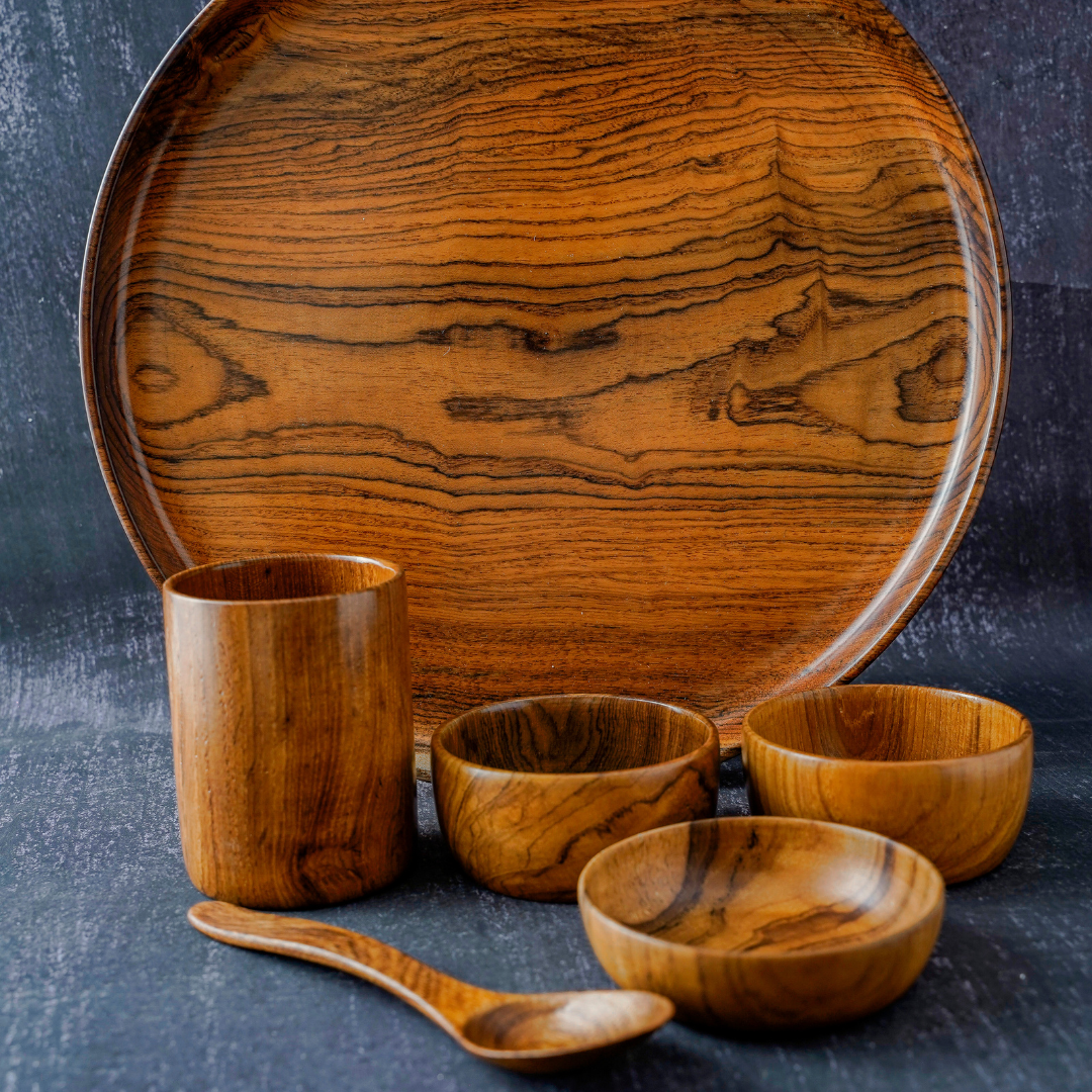wooden dinner set