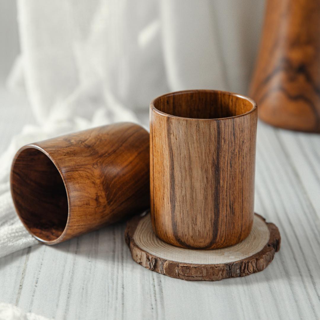 wooden water glass