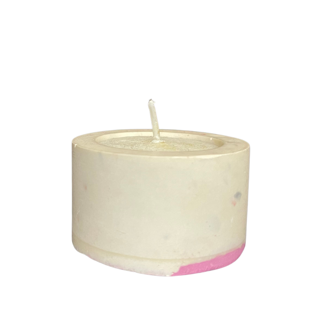 White & Pink Concrete Table & Bathroom Decor Set