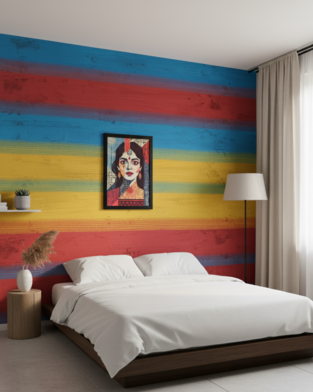 Cultural Abstract Portrait Canvas Wall Frame – Vibrant Indian Art Print for Home Decor