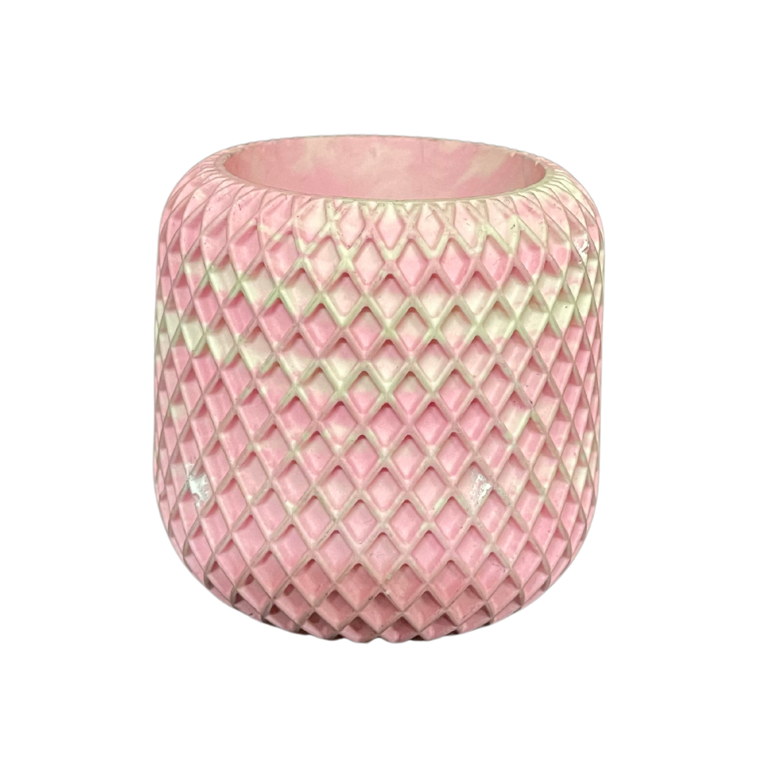 White & Pink Concrete Table & Bathroom Decor Set