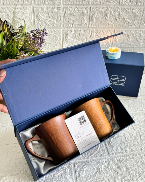 Teak Wood Coffee Mug Pack of 2