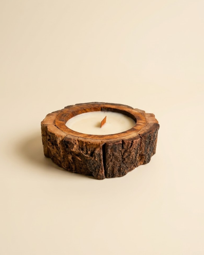 Luxury Live Edge Wooden Candle | Vanilla Scented Coconut & Soy Wax