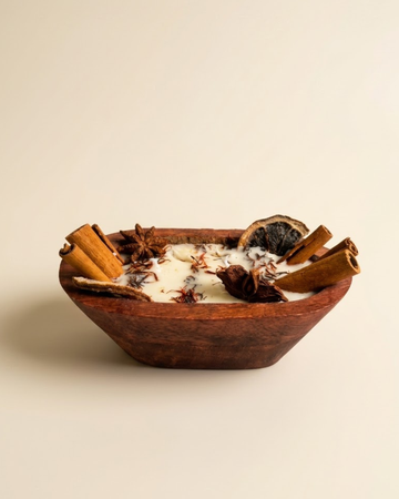 Nature Inspired Spice Wooden Bowl Candle | Nirwana Scented Coconut & Soy Wax
