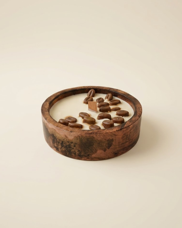 Coffee Bean Wooden Bowl Candle | Coffee Scented Coconut & Soy Wax