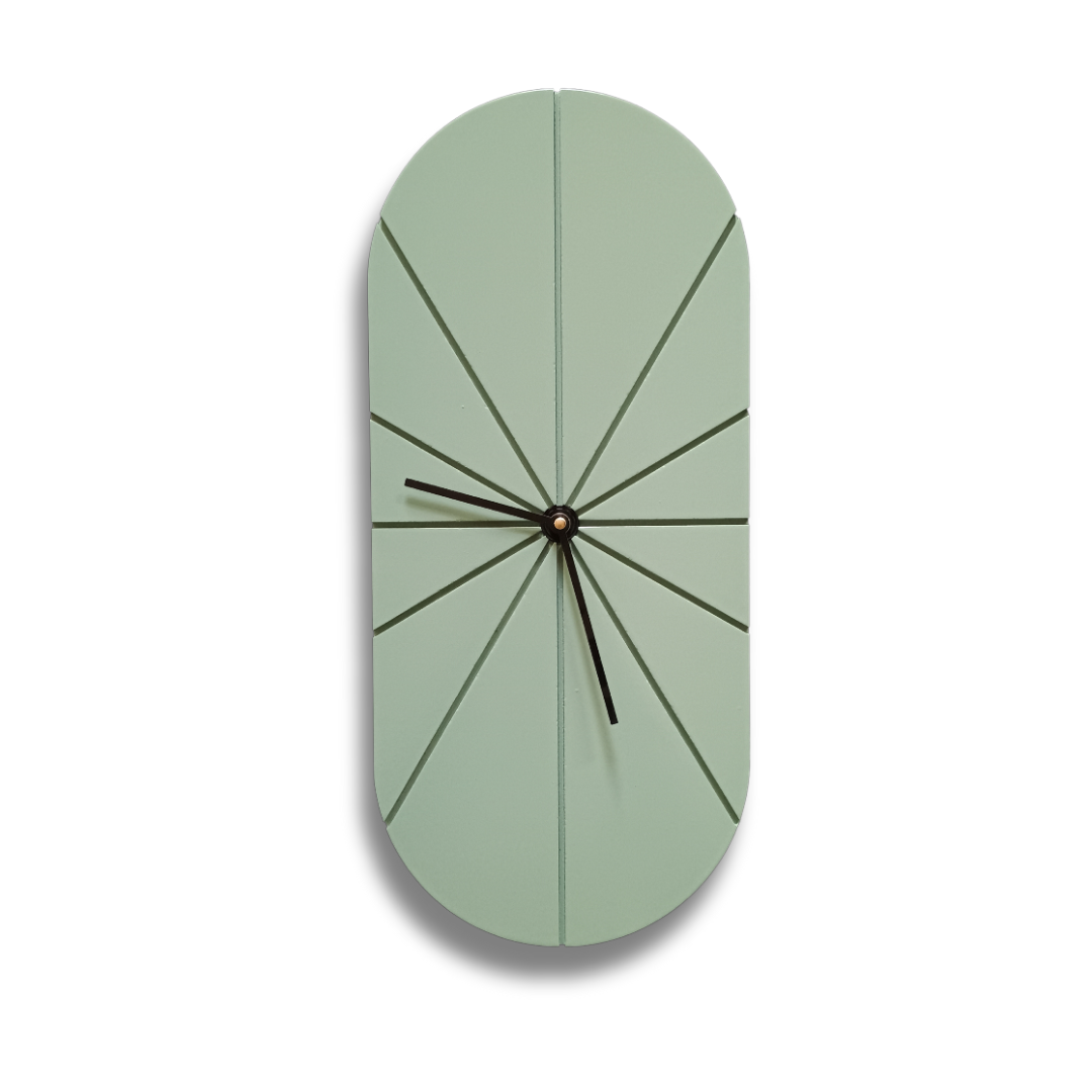 Vertical Radial Oval Green Wall Clock