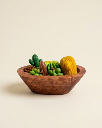 Desert Cactus Wooden Bowl Candle | Nirwana Scented Coconut & Soy Wax