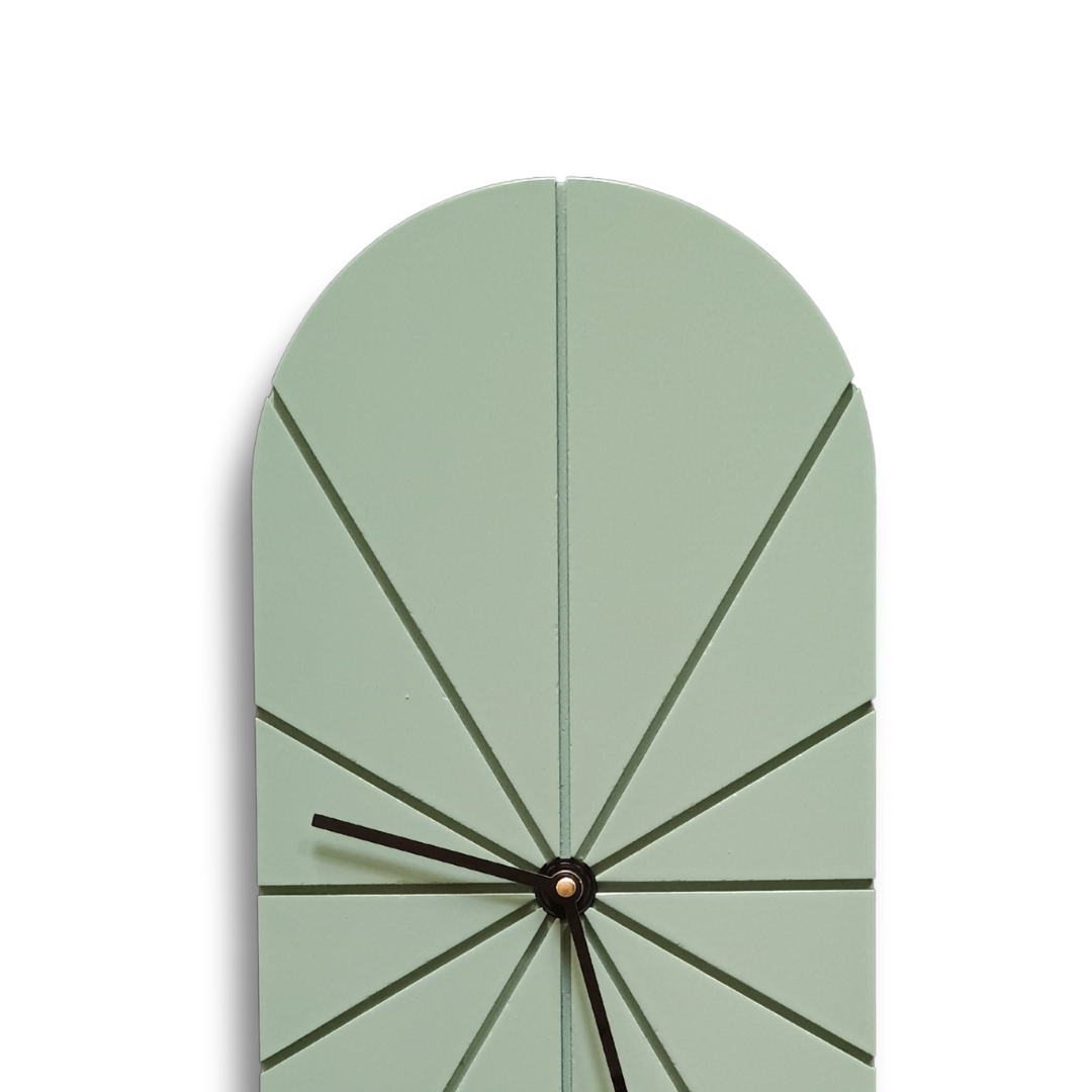 Vertical Radial Oval Green Wall Clock