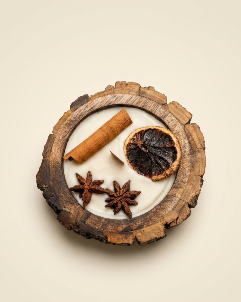 Rustic Woodland Wooden Bowl Candle | Nirwana Scented Coconut & Soy Wax Candle