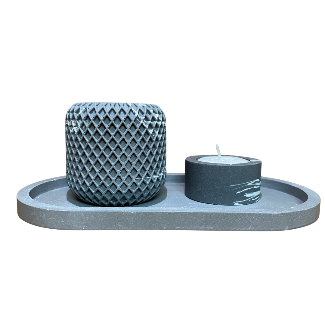 Grey Table & Bathroom Decor Set