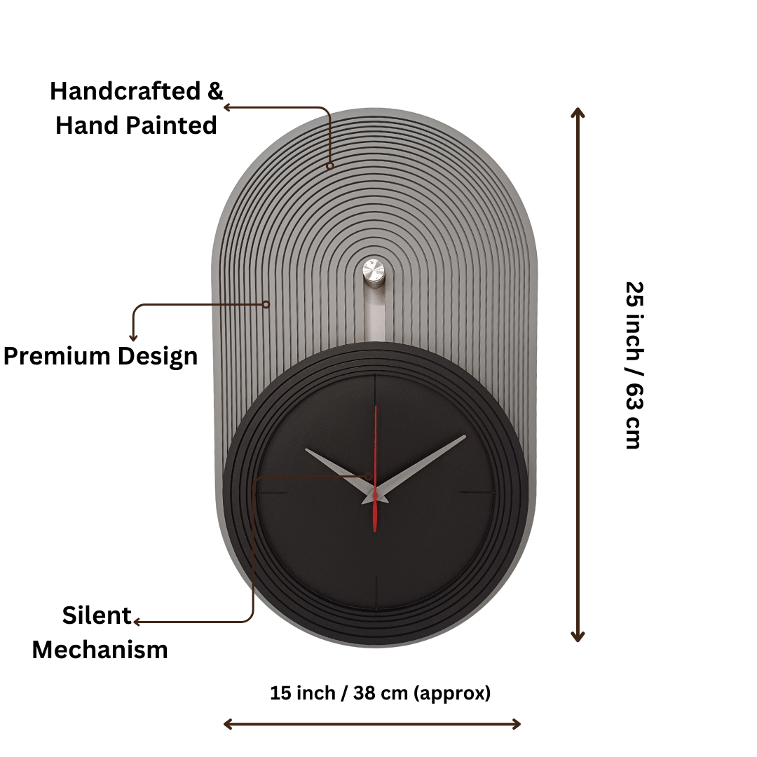 Modern Meridian Black & Grey Wall Clock