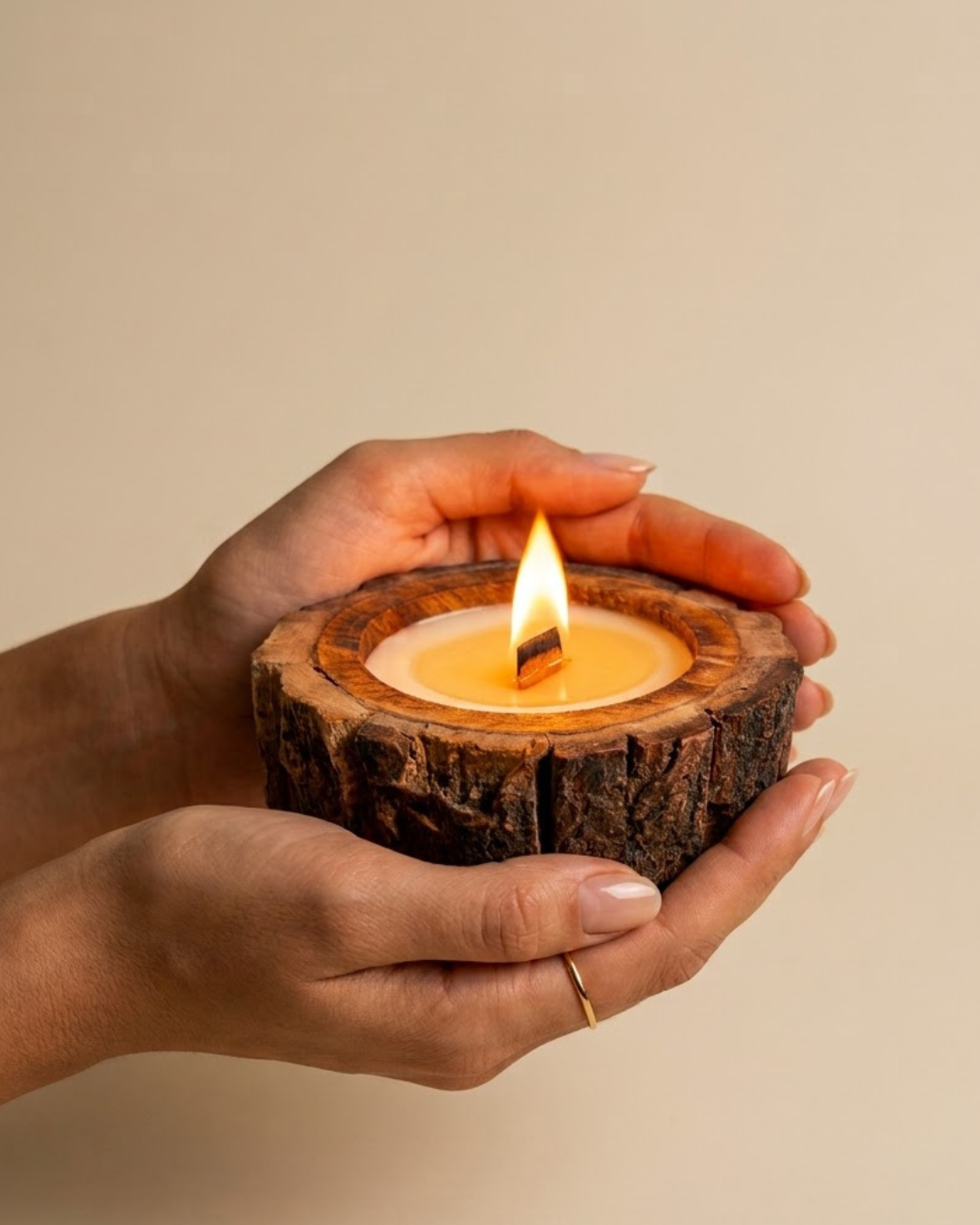 Luxury Live Edge Wooden Candle | Vanilla Scented Coconut & Soy Wax
