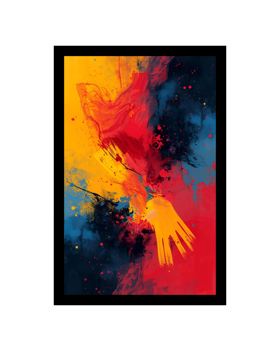 Bold Splash Abstract Canvas Painting – Vibrant Color Wall Frame for Home & Office Decor (12x18 Inch)