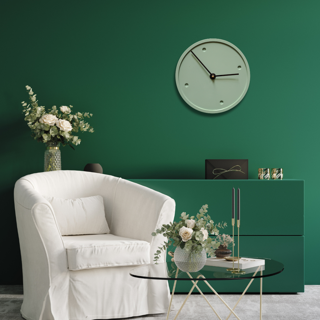 Green Minimalist Circle Wall Clock