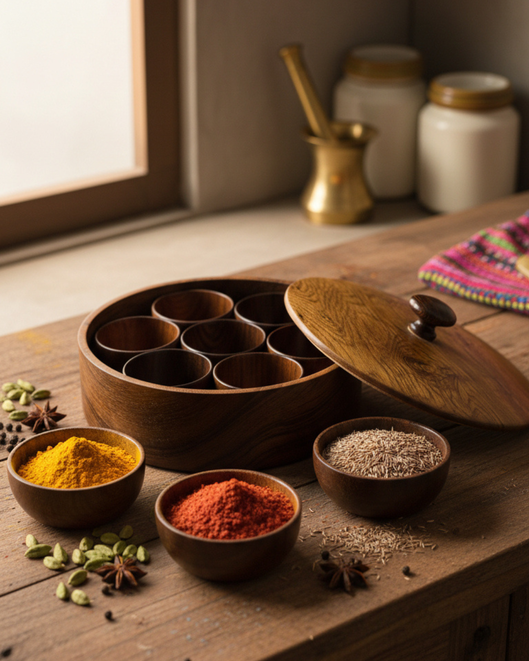teak wood masala box