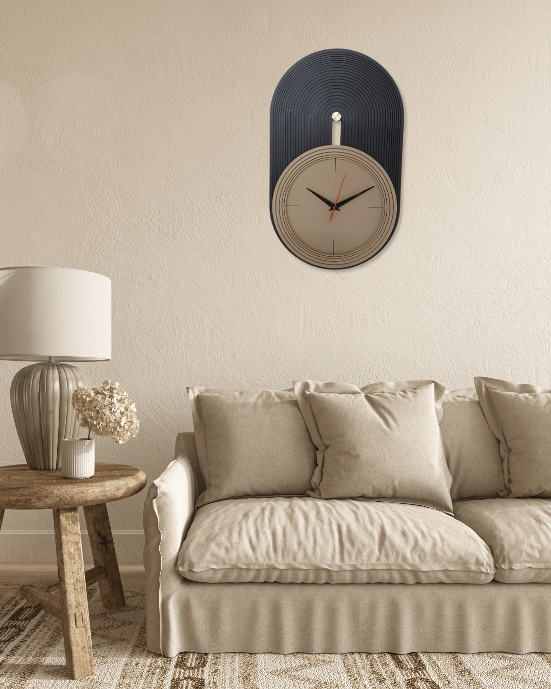 Beige & Black Wall Clock
