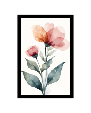 Minimal Watercolor Floral Canvas Wall Art | Minimal Floral Wall Art