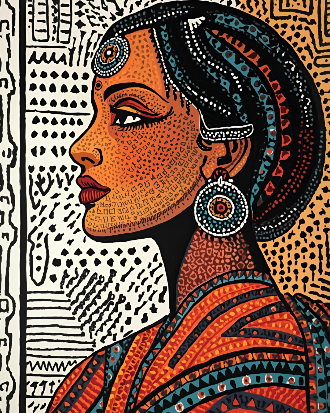Minimal Tribal Woman Canvas Wall Art | Modern Ethnic Home Decor Print