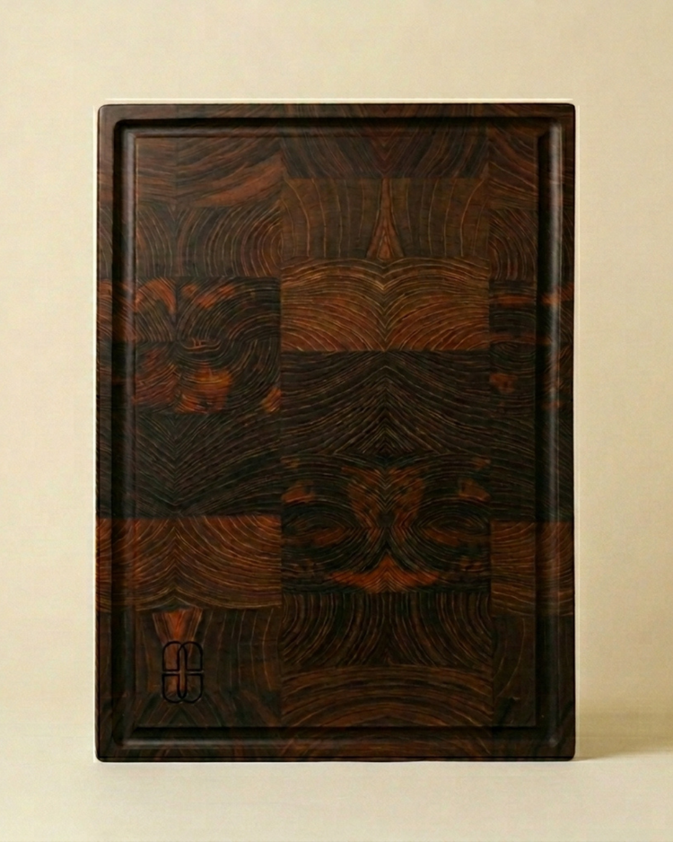 Handcrafted Teak Wood Cutting Board with Juice Groove | Antibacterial End-Grain Chopping Board