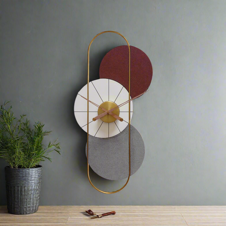 Geometric Vertical Wall Clock with Metal Frame