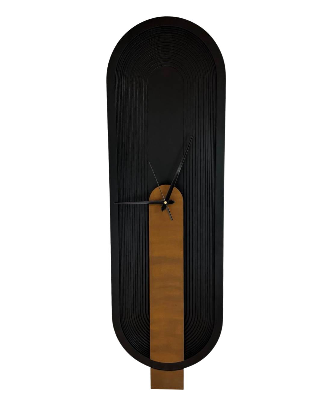Large Black Wooden Wall Clock | Handmade Capsule Clock | Silent Sweep