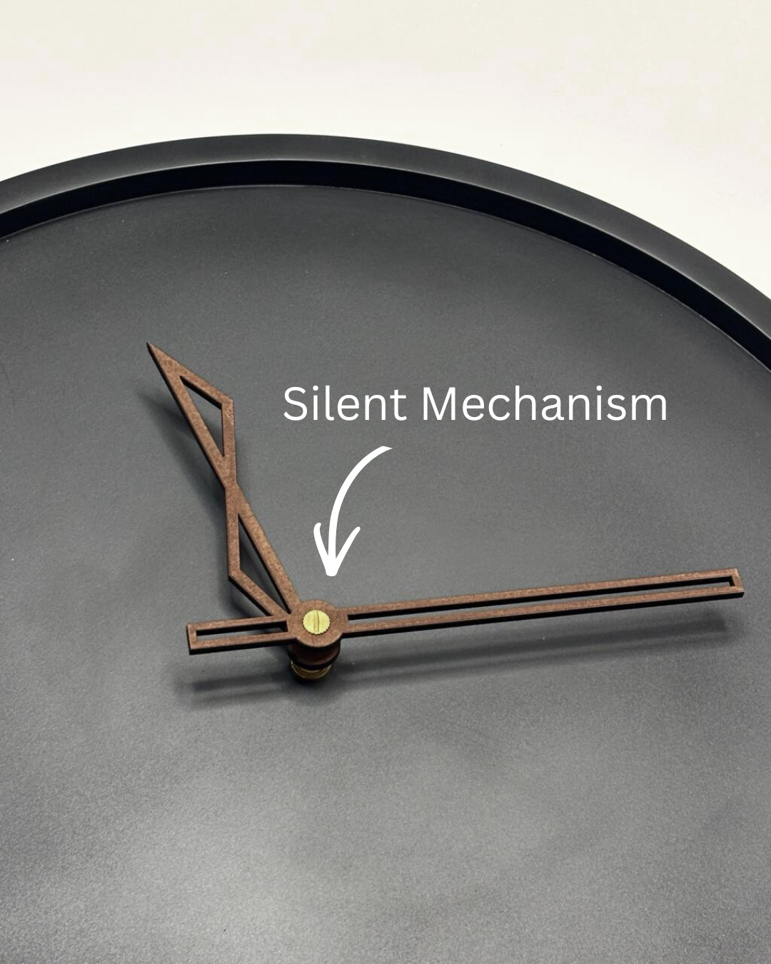 Minimalist Matte Black Round Wall Clock | Geometric Wood Hands | Modern Wall Clock for Home & Office