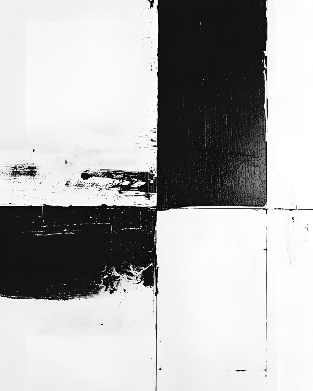 Black & White Abstract Minimal Canvas Wall Art | Monochrome Abstract Minimal Wall Art