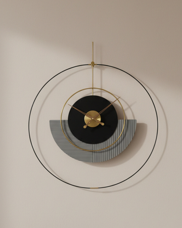 Luxury Nordic Orbit Silent Wall Clock – Modern Black & Grey Metal Designer Clock